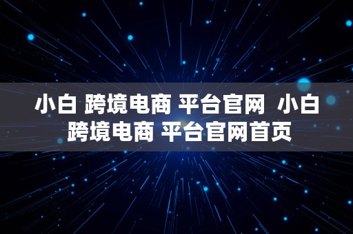 小白 跨境电商 平台官网  小白 跨境电商 平台官网首页