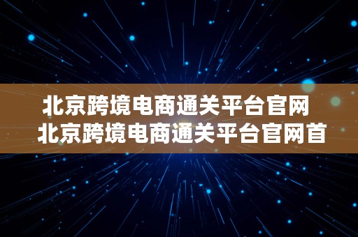 北京跨境电商通关平台官网  北京跨境电商通关平台官网首页