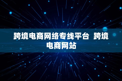 跨境电商网络专线平台  跨境电商网站