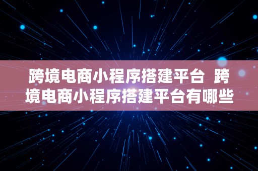 跨境电商小程序搭建平台  跨境电商小程序搭建平台有哪些