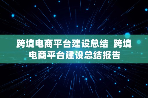 跨境电商平台建设总结  跨境电商平台建设总结报告