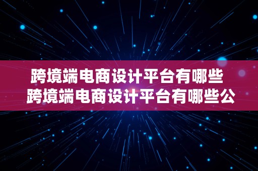 跨境端电商设计平台有哪些  跨境端电商设计平台有哪些公司