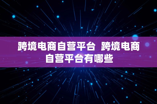 跨境电商自营平台  跨境电商自营平台有哪些