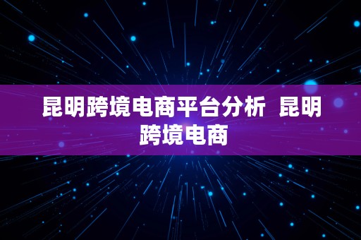 昆明跨境电商平台分析  昆明 跨境电商