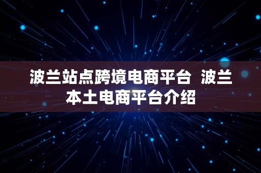 波兰站点跨境电商平台  波兰本土电商平台介绍