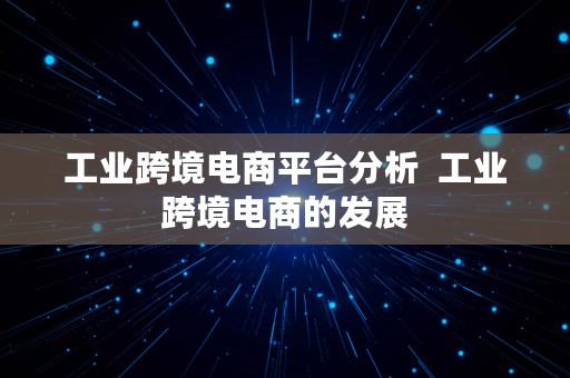 工业跨境电商平台分析  工业跨境电商的发展