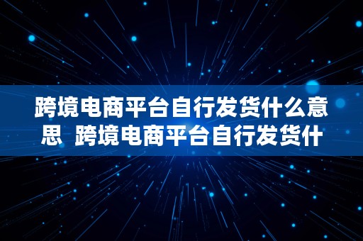 跨境电商平台自行发货什么意思  跨境电商平台自行发货什么意思啊