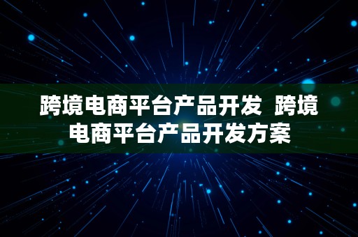 跨境电商平台产品开发  跨境电商平台产品开发方案