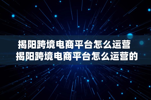 揭阳跨境电商平台怎么运营  揭阳跨境电商平台怎么运营的