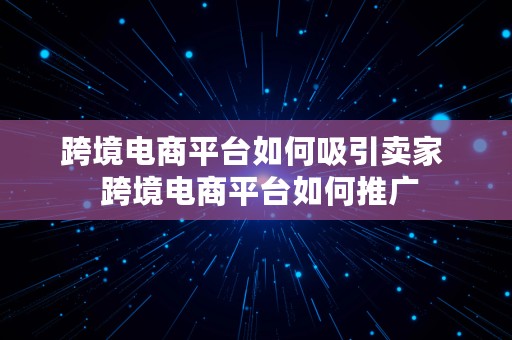 跨境电商平台如何吸引卖家  跨境电商平台如何推广