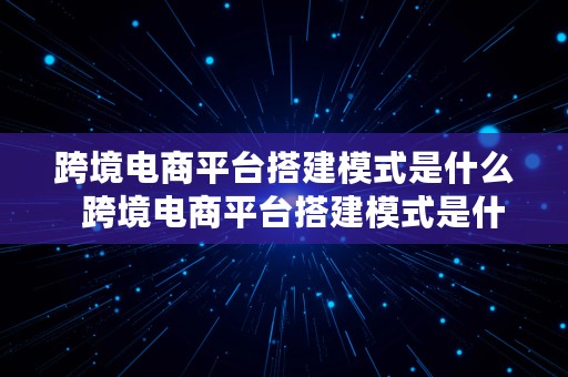 跨境电商平台搭建模式是什么  跨境电商平台搭建模式是什么意思