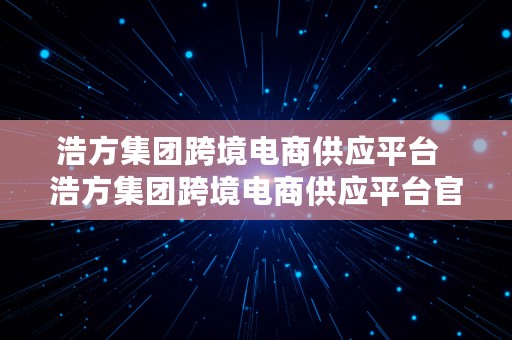 浩方集团跨境电商供应平台  浩方集团跨境电商供应平台官网