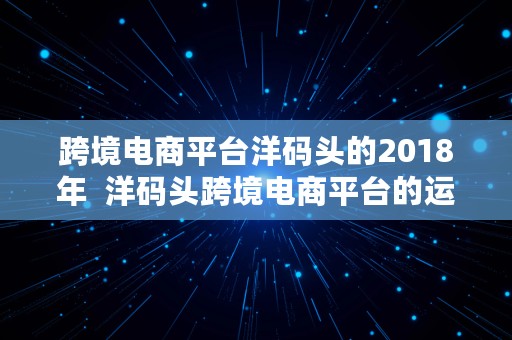 跨境电商平台洋码头的2018年  洋码头跨境电商平台的运营模式