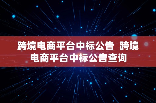 跨境电商平台中标公告  跨境电商平台中标公告查询