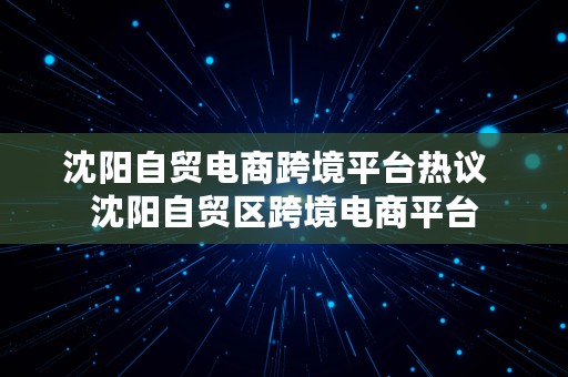 沈阳自贸电商跨境平台热议  沈阳自贸区跨境电商平台