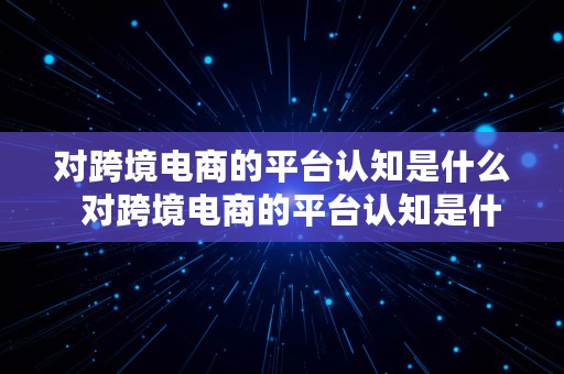 对跨境电商的平台认知是什么  对跨境电商的平台认知是什么意思