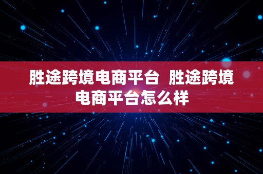 胜途跨境电商平台  胜途跨境电商平台怎么样