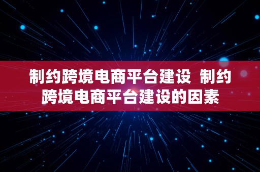 制约跨境电商平台建设  制约跨境电商平台建设的因素