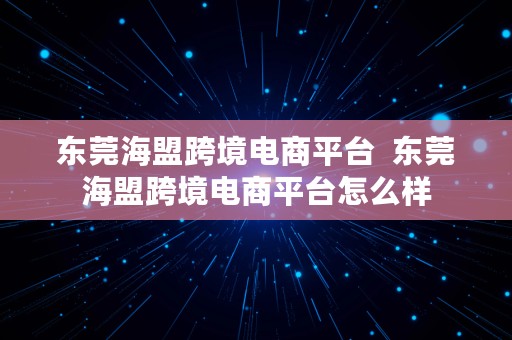 东莞海盟跨境电商平台  东莞海盟跨境电商平台怎么样