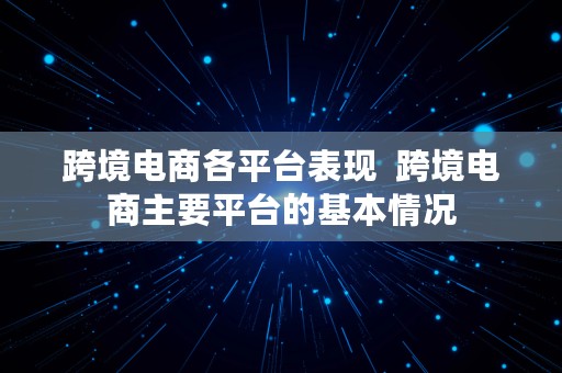 跨境电商各平台表现  跨境电商主要平台的基本情况