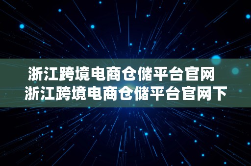 浙江跨境电商仓储平台官网  浙江跨境电商仓储平台官网下载