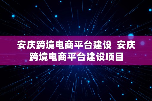 安庆跨境电商平台建设  安庆跨境电商平台建设项目