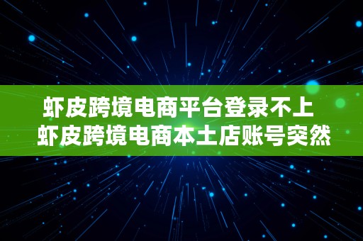 虾皮跨境电商平台登录不上  虾皮跨境电商本土店账号突然进不去了