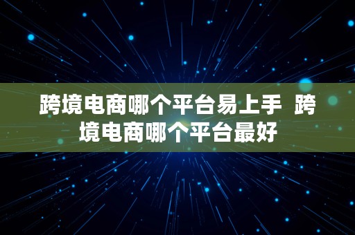 跨境电商哪个平台易上手  跨境电商哪个平台最好