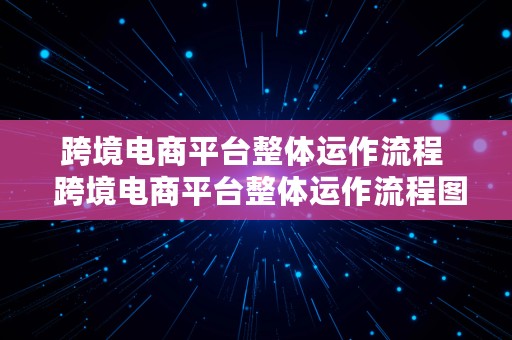 跨境电商平台整体运作流程  跨境电商平台整体运作流程图