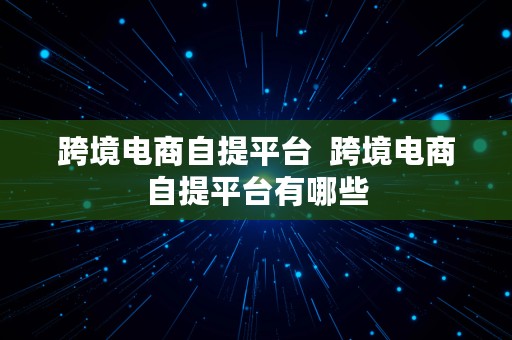 跨境电商自提平台  跨境电商自提平台有哪些