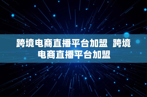 跨境电商直播平台加盟  跨境电商直播平台加盟