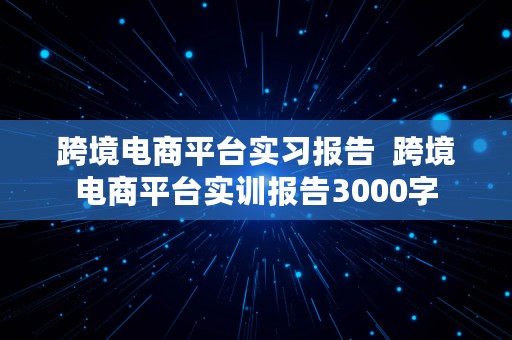 跨境电商平台实习报告  跨境电商平台实训报告3000字