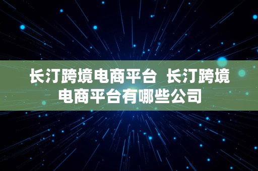 长汀跨境电商平台  长汀跨境电商平台有哪些公司