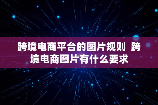 跨境电商平台的图片规则  跨境电商图片有什么要求