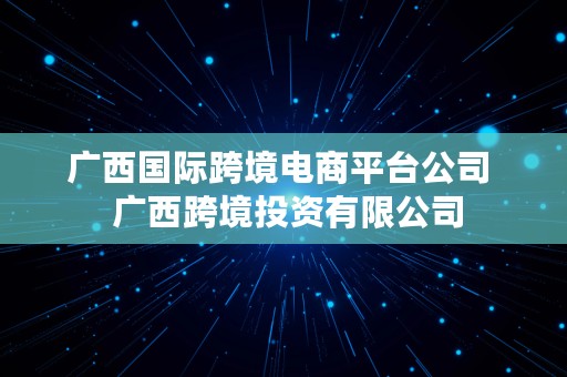 广西国际跨境电商平台公司  广西跨境投资有限公司