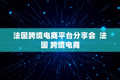 法国跨境电商平台分享会  法国 跨境电商