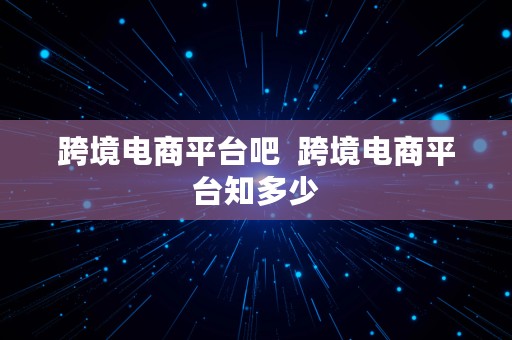 跨境电商平台吧  跨境电商平台知多少