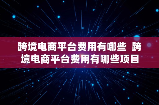 跨境电商平台费用有哪些  跨境电商平台费用有哪些项目