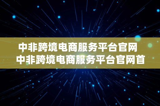 中非跨境电商服务平台官网  中非跨境电商服务平台官网首页