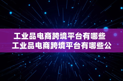 工业品电商跨境平台有哪些  工业品电商跨境平台有哪些公司