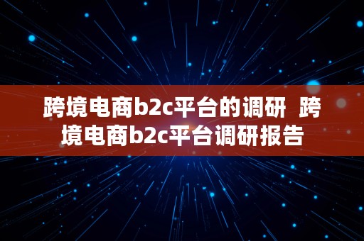 跨境电商b2c平台的调研  跨境电商b2c平台调研报告