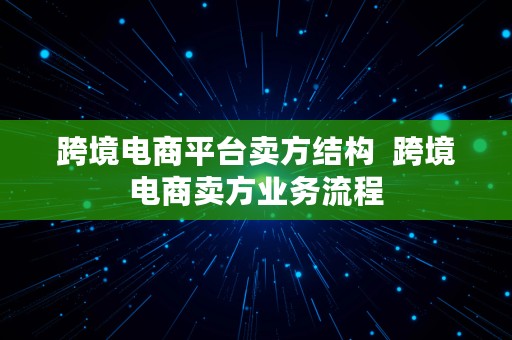 跨境电商平台卖方结构  跨境电商卖方业务流程