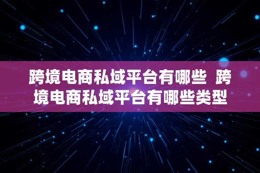 跨境电商私域平台有哪些  跨境电商私域平台有哪些类型