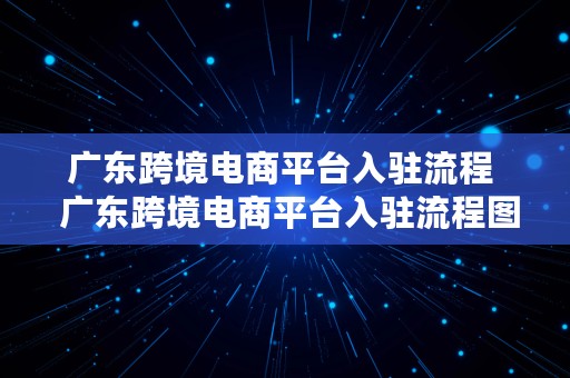 广东跨境电商平台入驻流程  广东跨境电商平台入驻流程图