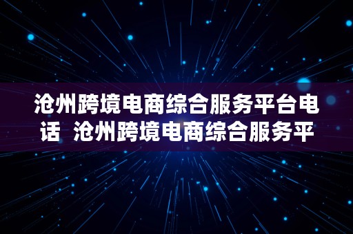 沧州跨境电商综合服务平台电话  沧州跨境电商综合服务平台电话号码