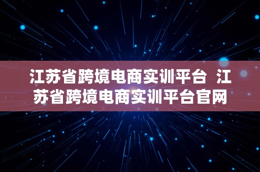 江苏省跨境电商实训平台  江苏省跨境电商实训平台官网