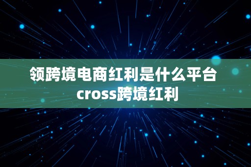 领跨境电商红利是什么平台  cross跨境红利