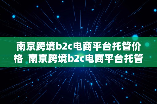 南京跨境b2c电商平台托管价格  南京跨境b2c电商平台托管价格多少