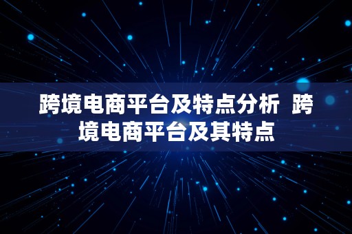 跨境电商平台及特点分析  跨境电商平台及其特点