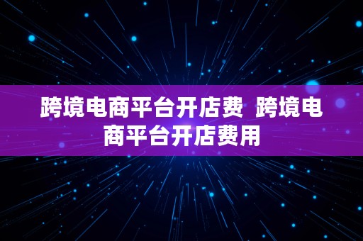 跨境电商平台开店费  跨境电商平台开店费用